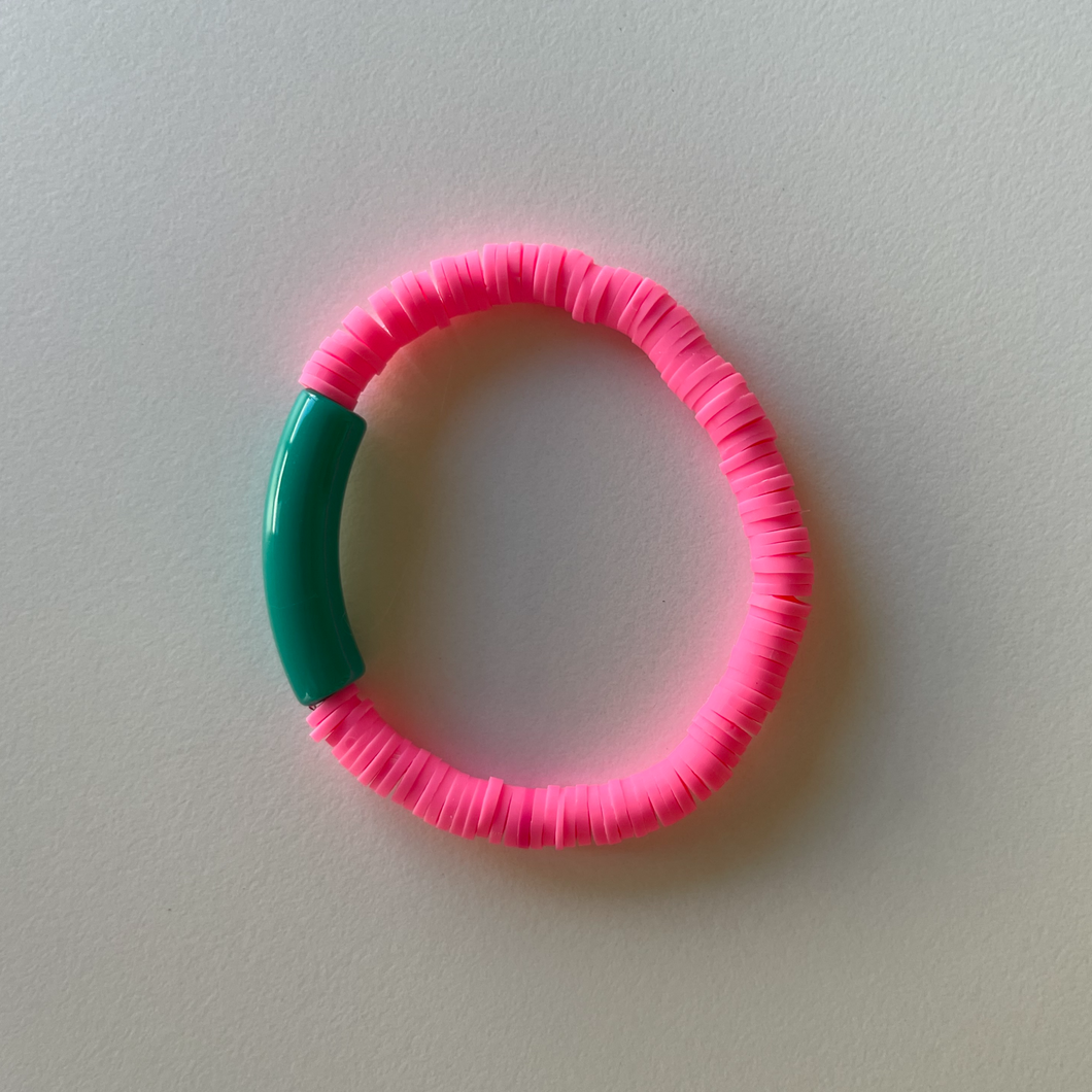 Heishi and Acrylic Tube Bead Bracelet