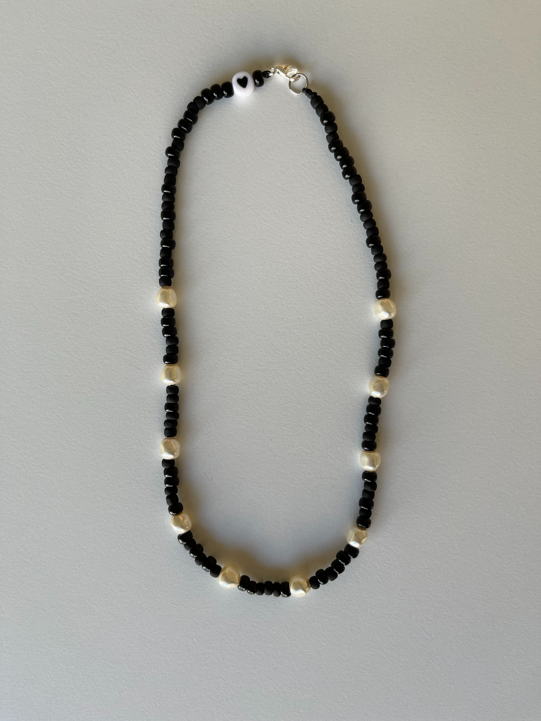 Black Bead and Pearl Necklace